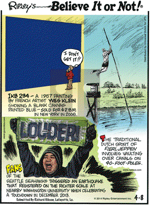 Ripley's Believe It or Not - Tuesday April 8, 2014 Comic Strip