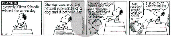 Peanuts on Thursday June 13, 1974 Comic Strip