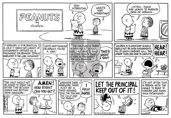 Peanuts on Sunday February 16, 1964 Comic Strip