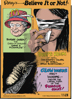 Ripley's Believe It or Not on Tuesday November 28, 2017 Comic Strip
