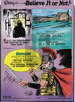 Ripley's Believe It or Not on Saturday October 13, 2018 Comic Strip