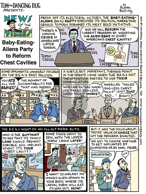 Tom the Dancing Bug on Saturday January 29, 2005 Comic Strip
