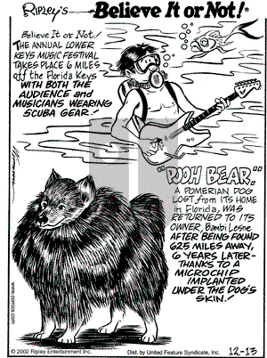 Ripley's Believe It or Not on Friday December 13, 2002 Comic Strip