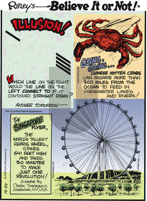 Ripley's Believe It or Not on Wednesday December 24, 2008 Comic Strip