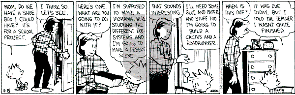 Calvin and Hobbes - Tuesday November 15, 1994 Comic Strip