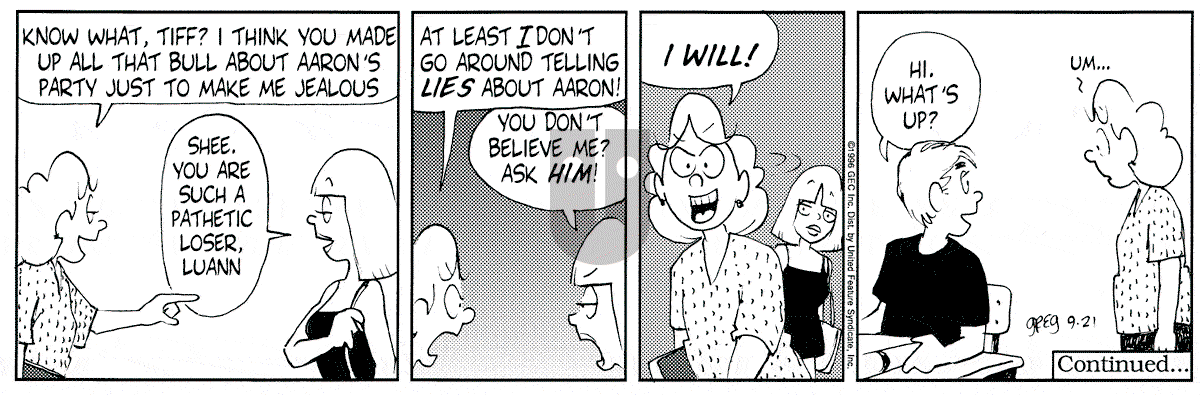 Luann - Saturday September 21, 1996 Comic Strip
