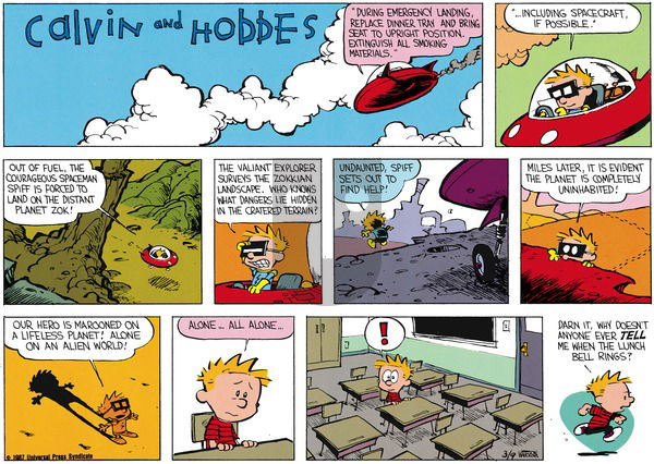 Calvin and Hobbes on Sunday April 12, 1987 Comic Strip