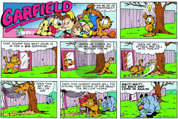 Garfield on Sunday October 4, 1987 Comic Strip