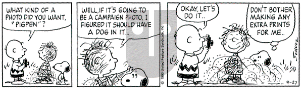 Peanuts on Thursday September 27, 1990 Comic Strip