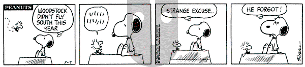 Peanuts on Wednesday May 7, 1975 Comic Strip