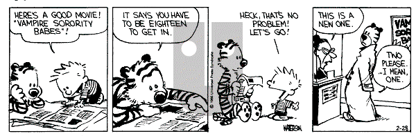 Calvin and Hobbes - Friday February 28, 1986 Comic Strip