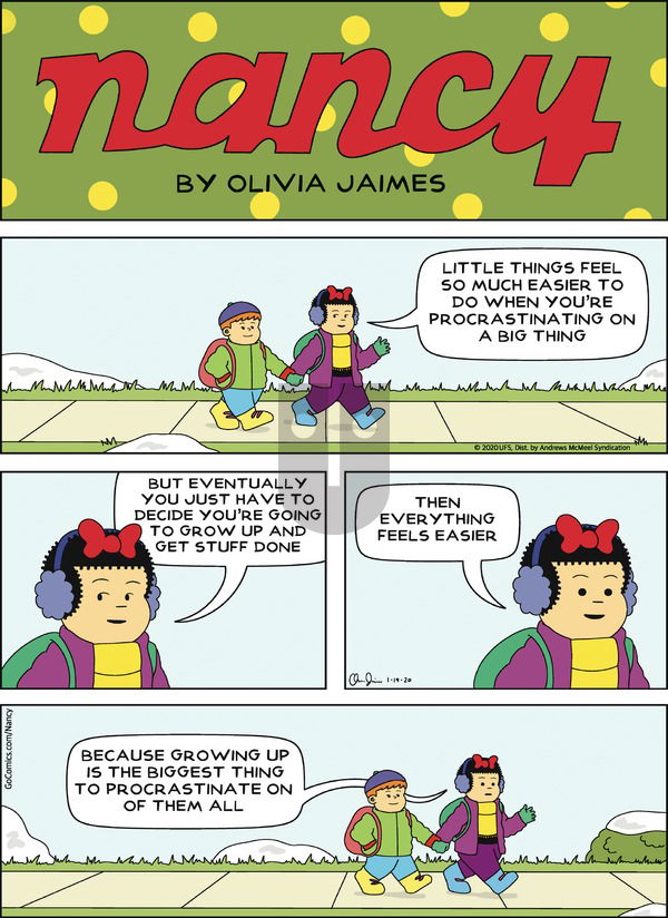 Nancy on Sunday January 19, 2020 Comic Strip