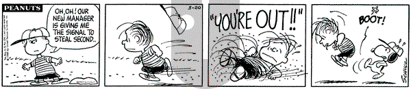 Peanuts on Wednesday March 20, 1968 Comic Strip