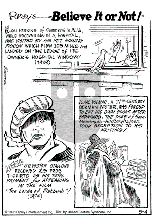 Ripley's Believe It or Not on Saturday March 23, 1996 Comic Strip