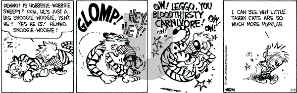 Calvin and Hobbes on Thursday March 8, 1990 Comic Strip