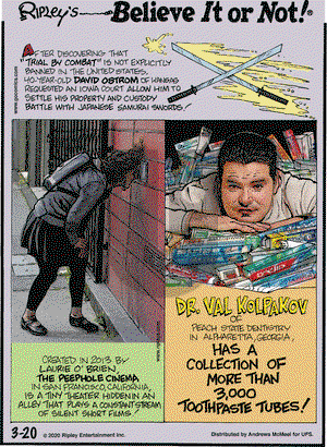 Ripley's Believe It or Not on Friday March 20, 2020 Comic Strip