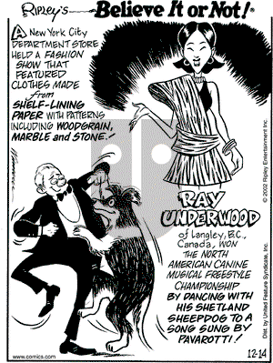 Ripley's Believe It or Not on Saturday December 14, 2002 Comic Strip