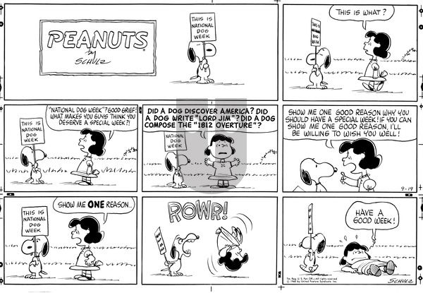 Peanuts on Sunday September 19, 1965 Comic Strip