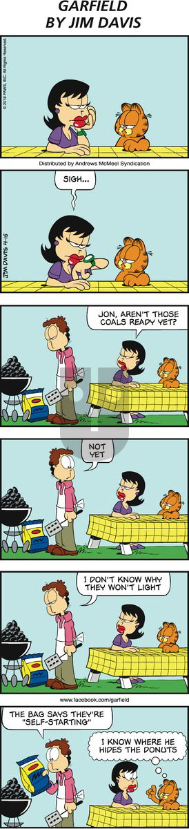 Garfield on Sunday April 15, 2018 Comic Strip