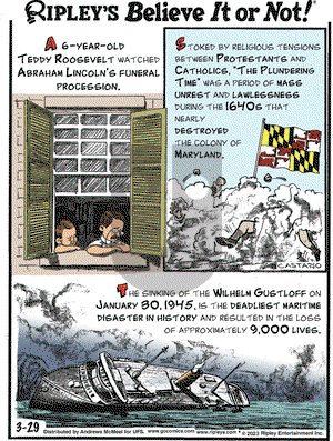 Ripley's Believe It or Not - Wednesday March 29, 2023 Comic Strip