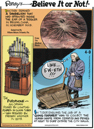 Ripley's Believe It or Not - Wednesday April 9, 2014 Comic Strip