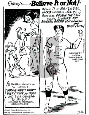 Ripley's Believe It or Not on Monday December 16, 2002 Comic Strip