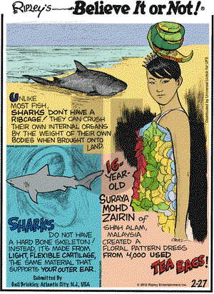 Ripley's Believe It or Not on Monday February 27, 2012 Comic Strip