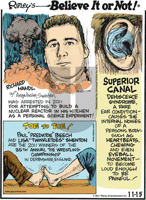 Ripley's Believe It or Not on Tuesday November 15, 2011 Comic Strip