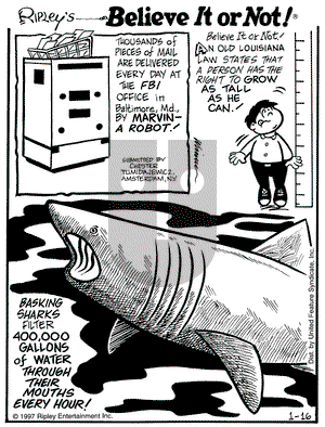 Ripley's Believe It or Not on Thursday January 16, 1997 Comic Strip