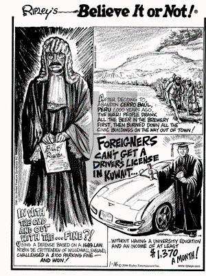 Ripley's Believe It or Not on Monday January 16, 2006 Comic Strip