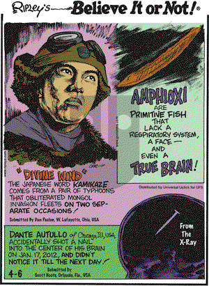 Ripley's Believe It or Not on Friday April 6, 2012 Comic Strip