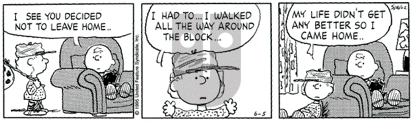 Peanuts - Monday June 5, 1995 Comic Strip