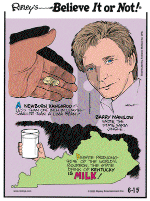 Ripley's Believe It or Not on Monday June 15, 2020 Comic Strip