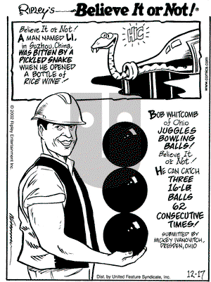 Ripley's Believe It or Not on Tuesday December 17, 2002 Comic Strip