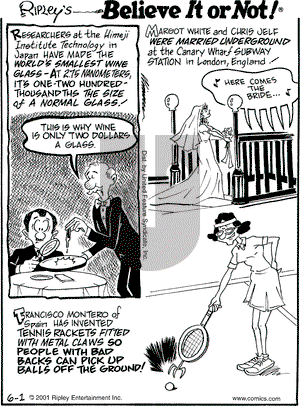 Ripley's Believe It or Not on Friday June 1, 2001 Comic Strip