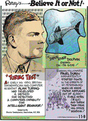 Ripley's Believe It or Not on Friday November 9, 2012 Comic Strip