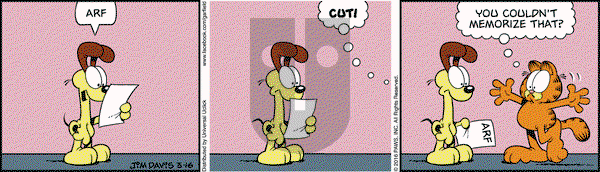Garfield on Wednesday March 16, 2016 Comic Strip