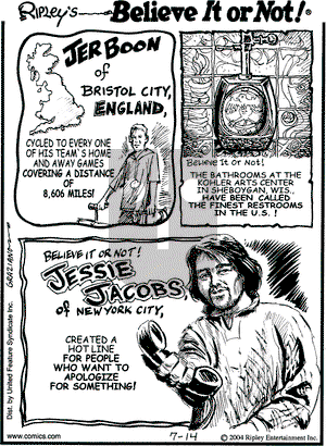 Ripley's Believe It or Not on Wednesday July 14, 2004 Comic Strip