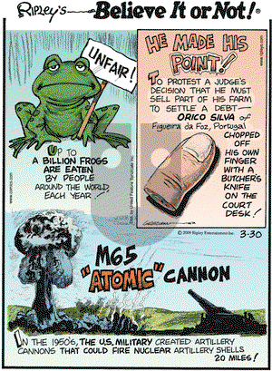 Ripley's Believe It or Not on Monday March 30, 2009 Comic Strip