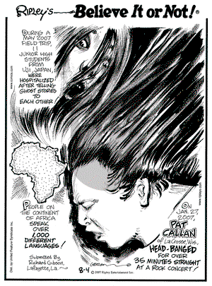 Ripley's Believe It or Not on Saturday August 4, 2007 Comic Strip