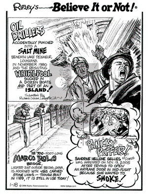 Ripley's Believe It or Not on Wednesday January 18, 2006 Comic Strip