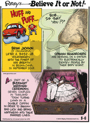 Ripley's Believe It or Not on Wednesday August 6, 2014 Comic Strip