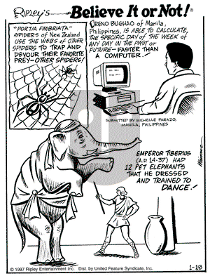 Ripley's Believe It or Not on Saturday January 18, 1997 Comic Strip
