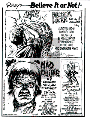 Ripley's Believe It or Not on Thursday July 15, 2004 Comic Strip