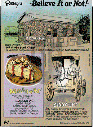 Ripley's Believe It or Not on Saturday March 7, 2020 Comic Strip