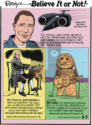 Ripley's Believe It or Not on Saturday June 5, 2021 Comic Strip