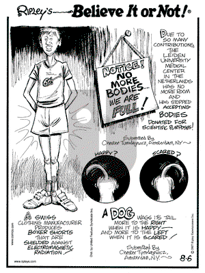 Ripley's Believe It or Not on Monday August 6, 2007 Comic Strip