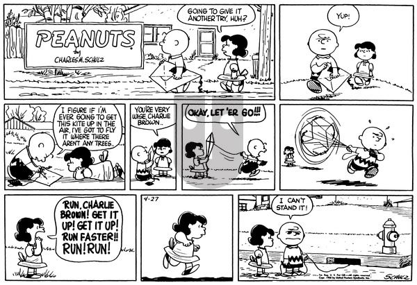 Peanuts on Sunday April 27, 1958 Comic Strip