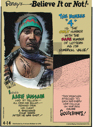 Ripley's Believe It or Not on Wednesday April 14, 2021 Comic Strip
