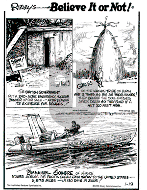 Ripley's Believe It or Not on Thursday January 19, 2006 Comic Strip